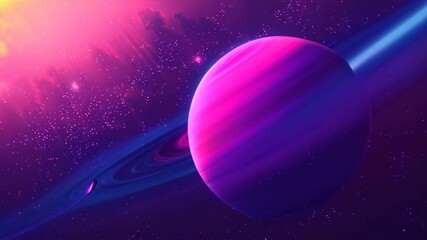 Poster - A planet is visible in the sky against a backdrop of deep space colors, Playing with gradients of deep space colors