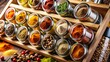 © DigitalArt Max - Close-up of a spice rack with various spices.