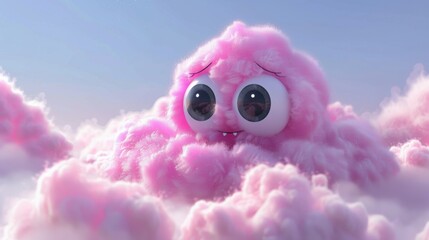 Sticker - A pink stuffed animal sitting on top of a cloud