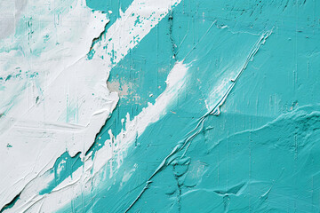 Aufkleber - Abstract background in the style of turquoise blue color with white lines. Minimalistic wallpaper for design or presentation. Soft texture of paint on concrete wall.