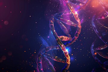 Abstract genes illustration, genetics science background Generative Ai