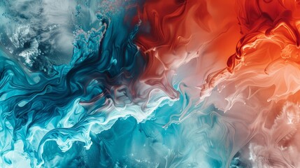 Red and blue design with fluid fire and ice-like patterns