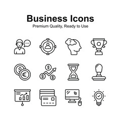 Canvas Print - Pack of business and finance icons in modern design style