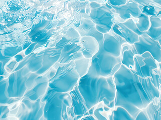 Sticker - White water texture background, light and shadow on the surface of transparent calm waves in a swimming pool or ocean. Blurred pastel light blue soft focus water ripples for a summer banner design.