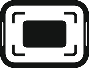 Poster - simple icon representing a smartphone taking a photo, ideal for apps, websites, and technology relat
