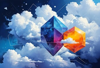Poster - Cosmic Tapestry: A Vibrant Tapestry of Abstract Forms in a Cosmic Expanse