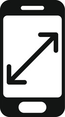 Poster - black and white icon of a smartphone with arrows expanding diagonally across the screen