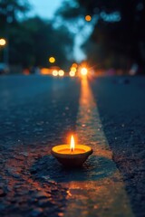 Canvas Print - Candle by the roadside