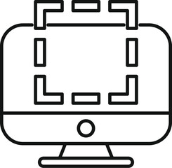 Poster - computer monitor is displaying augmented reality software, represented by corner brackets, indicatin