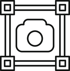 Poster - Line icon of a camera focusing on an object with augmented reality technology