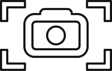 Poster - line drawing of a camera focusing, representing photography and image capture