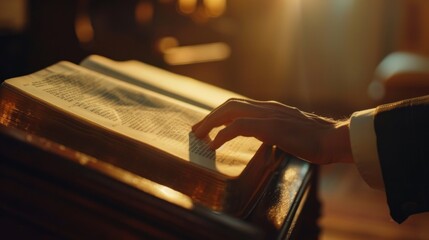 Hand Reaching for a Page of a Book