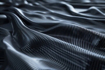 Aufkleber - Close-up view of unique Carbon fiber texture with black white gray hues. Fabric appears synthetic possibly polyester slightly wrinkled grid-like pattern creates depth. Blurred background focuses.