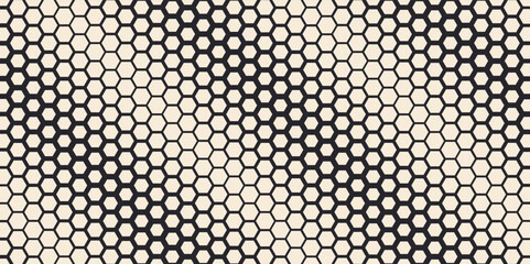 Wall Mural - Dynamic Moving Lines Hexagons on Hexagonal Grid. Abstract Geometric Monochrome Pattern. Abstract Tech Background. Vector Illustration. Halftone Multi Scale Pattern.