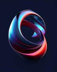 Poster - Vibrant Colorful Abstract 3D Shape on Dark Background