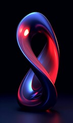Poster - Abstract Blue and Red Infinity Loop with Glossy Finish