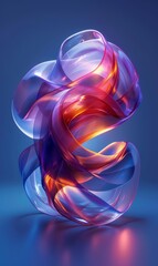Poster - Abstract 3D Render with Vibrant Purple and Orange Gradient Lighting
