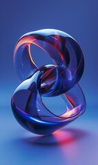 Poster - Abstract Blue and Red Glass Sculpture with Smooth Curves