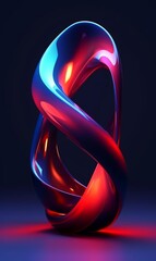 Poster - Abstract Colorful 3D Sculpture with Vibrant Blue and Red Hues