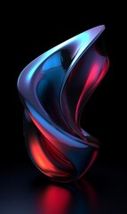 Poster - Abstract 3D Sculpture with Vibrant Red and Blue Light Effects