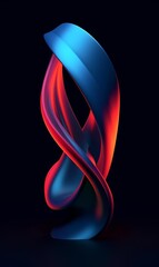 Poster - Abstract 3D sculpture with vibrant red and blue colors