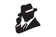 © tshirtpoints - MAFIA logo character silhouette man head in hat. detective mafia silhouette hat spies