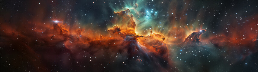 Wall Mural - Deep space astrophotography of a colorful nebula, universe background panorama