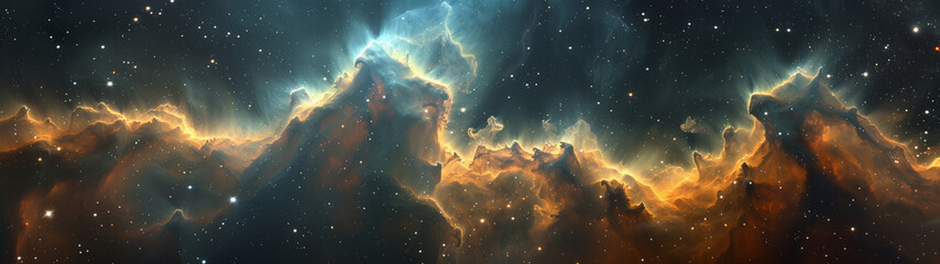 Wall Mural - Deep space astrophotography of a colorful nebula, universe background panorama