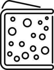 Sticker - Simple line icon style illustration of a piece of swiss cheese with a corner cut out