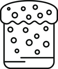 Sticker - Simple black and white line drawing of a traditional easter cake with white icing and sprinkles