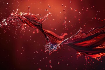 Poster - A splash of red wine pours out of an empty glass, with a hint of movement and liquid flow
