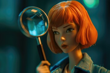 Aufkleber - A person holds a magnifying glass, focusing on something small