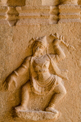 Beautiful sculpture or carving at Vittala temple, Hampi, Karnataka, India, Asia.