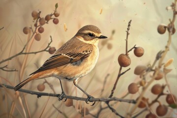 Aufkleber - A bird is sitting on the branch of a tree, looking around