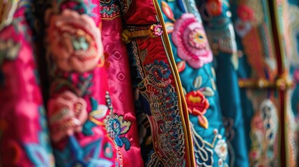 Poster - A collection of bright and vibrant ties hung neatly on a wall, perfect for fashion or design inspiration