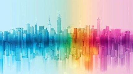 Wall Mural - abstract colorful city background, abstract colorful background with rainbow, city skyline