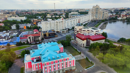 Sticker - Aerial view of the cityscape at Minsk in Belarus