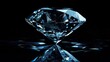 © IULIIA - A large diamond with a round, bright cut reflecting light on a black background in a studio shot