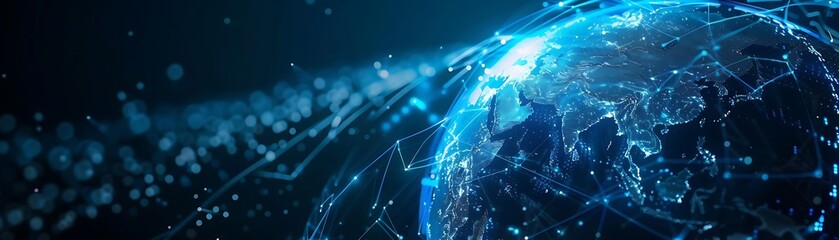 abstract 3d globe background with digital network connections - futuristic technology illustration