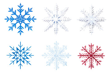 Aufkleber - Different snowflake designs on a white background Isolated on white background