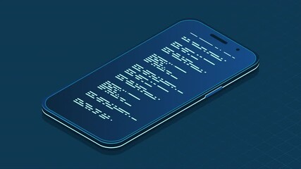 Poster - Isometric smartphone animation. Simple flat isometric phone. Smartphone device isometric technology. 4K video animated in isometric style