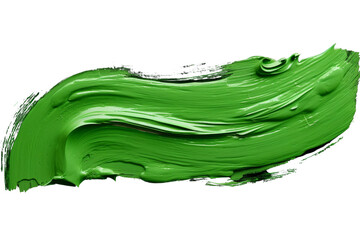 Poster - Single bold stroke of green paint, texture details visible Isolated on white background