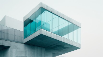 Sticker - Modern Concrete Building with Glass Facade