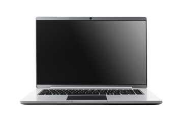 Poster - Modern laptop with transparent display screens, front view, isolated on white background