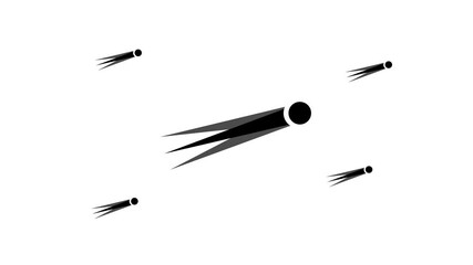 Poster - Zoom in and out animation the comet symbol. Large black symbol in the center and four small symbols around. Seamless looped 4k animation on white background
