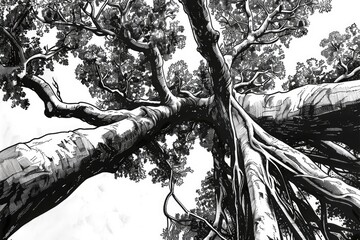 Poster - A simple illustration of a tree in monochrome tones
