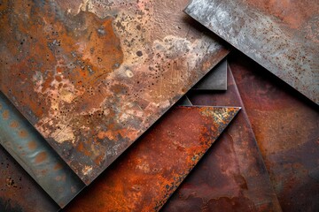Poster - A pile of old, corroded metal with rust and debris