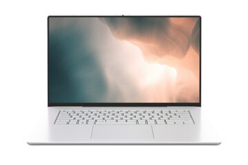 Poster - Laptop mockup showing transparent screens, front view, isolated on white background