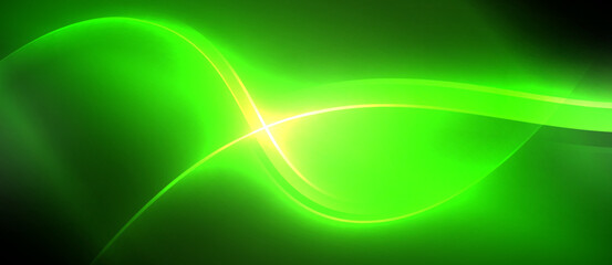 Aufkleber - Neon glowing circle rays, light round lines in the dark, planet style neon wave lines. Energetic electric concept design for wallpaper, banner, background