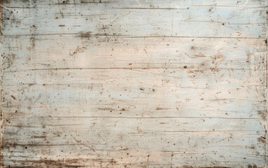 Wall Mural - A rustic, weathered wooden surface with a distressed look, featuring various scratches, marks, and stains, perfect for backgrounds or texture projects.